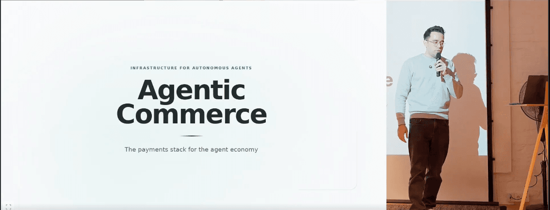 Rick presenting Agentic Commerce: the payments stack for the agent economy