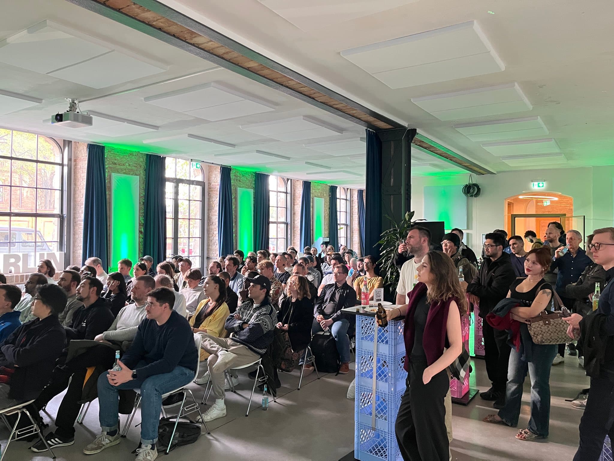 Audience at the first Hermes Agent meetup at w3.hub in Berlin